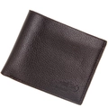Men's short bifold wallet in dark coffee brown featuring premium lychee texture - Dark Coffee