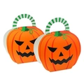 Halloween pumpkin jack-o-lantern paper candy gift bags with striped handles - Pumpkin Shape / Orange