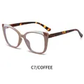 Cat eye glasses frame in coffee and white contrast finish with tortoise temples - Coffee Frame