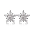 Elegant silver snowflake stud earrings featuring sparkling AAA cubic zirconia inlay stones - White Zircon