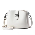 Elegant white litchi pattern leather crossbody bag with adjustable strap and metal lock - Off-white