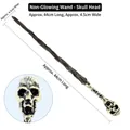 Wizard wand with white skull top and brown wood-like stem for Halloween, 44cm length - Non-Glow Wand - Skull Head Style