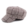 Vintage newsboy cap featuring a brown and white houndstooth pattern in textured wool - Approx 58 / Khaki
