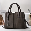 Grande borsa a mano da donna in pelle PU marrone con motivo a rombi e tracolla - Motivo a Rombi Marrone Scuro (Stile 1)