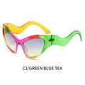 Occhiali da sole cat eye con montatura sfumata viola verde e lenti blu tè - Montatura Viola Verde Lenti Blu Tè