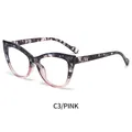 Montatura per occhiali cat eye in tartaruga rosa in TR con lenti anti-luce blu - Montatura Tartarugata Rosa