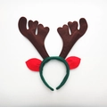 Braunes Rentiergeweih Stirnband mit roten Ohren und grünem Rahmen für Weihnachtsfeiern - Kaffee Rotes Geweih