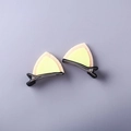 Sparkly cat ear hair clips for girls in beige and pale yellow fabric with black metal base - Beige