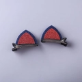 Pair of red and blue sequined cat ear hair clips with metal alligator grip - Dark Blue
