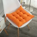 Thick orange square chair cushion with 9-hole quilting and secure ties for office chairs - [Square] Orange