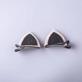 Pair of glitter cat ear hair clips in black and beige felt for little girls - Coffee
