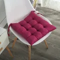 Thick fuchsia quilted chair cushion with ties for dining or office chairs - [Square] Rose Red