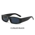 Retro rechteckige Sonnenbrille für Damen mit schwarzem Rahmen und dunkelgrauen Gläsern - Schwarzer Rahmen Schwarz Graue Gläser