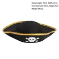 Schwarzer Piratenhut mit Goldrand und Totenkopf-Print für Halloween Cosplay - Kinder / Goldener Rand
