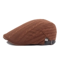 Béret en tricot torsadé marron caramel avec sangle en cuir et boucle pour l'hiver - 55-60cm (Réglable) / Café