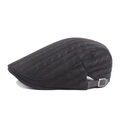 Casquette en tricot torsadé noir avec boucle en métal pour chaleur hivernale - 55-60cm (Réglable) / Noir