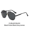 Occhiali da sole aviator a doppio ponte con montatura nera e lenti grigio scuro - Montatura Nera Lenti Grigio Nero (C1)
