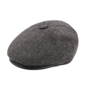 Classic men's winter warm woolen flat cap featuring a textured grey herringbone pattern - Light Coffee / 56