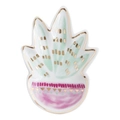 Plateau à bijoux nordique en céramique, forme plante en pot, bords dorés et base rose - Succulente