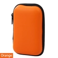 Orange EVA hard shell square case for organizing earphones and USB data cables with zipper - Orange