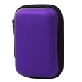 Square purple EVA hard shell storage case with zipper for earphones and data cables - Purple