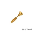 Unique 18K gold plated screw shape stud earring with a metallic industrial design - Gold 1PC