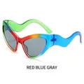 Chic cat eye sunglasses with rainbow gradient frame and grey lenses for women - Red Blue Frame Gray Lenses