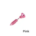 Creative pink screw shape stud earring with polished finish on a white background - Pink 1PC