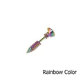 Unique screw shaped stud earring with vibrant rainbow plated finish in stainless steel - Rainbow 1PC