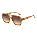 Gafas de sol de aviador cuadradas vintage con montura de carey y lentes degradadas - Gafas de sol / Marco Demi Lentes de Té Degradadas