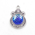 12mm antique silver crescent pendant with blue mermaid scale charm for DIY jewelry making - Light Blue Scale (7)