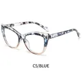 Cat-eye glasses frame in blue tortoise C5 color with metallic accents and blue light filter - Blue Hawksbill Frame