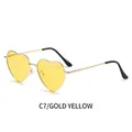 Fashion heart shaped sunglasses with gold metal frame and yellow tinted lenses - Gold Frame Yellow Lenses