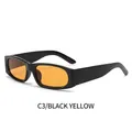 Vintage Rechteckige Sonnenbrille mit schwarzem Rahmen und gelben Gläsern C3 - Schwarzer Rahmen Gelbe Gläser