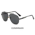 Occhiali da sole aviator classici con montatura in metallo grigio canna di fucile e lenti - Montatura Canna di Fucile Lente Grigio Nero (C2)
