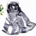Lightweight 100% silk scarf featuring black, white, and grey gradient leaf patterns - 160*50CM / Black White Geometric Leaf