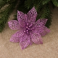 Paarse glitter holle kunstbloem voor kerstboom en feestelijke huisdecoratie binnen - Paars