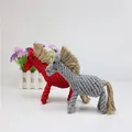 Handwoven horse-shaped cotton rope dog chew toys in red and grey variants - Pony