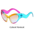 Cat eye sunglasses with pink blue yellow rainbow gradient frame and tea-blue lenses - Yellow Blue Frame Tea Blue Lenses