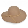Elegante sombrero de fieltro caqui con ala ancha y lazo decorativo para mujer - Caqui