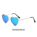 Fashion heart shaped sunglasses with gold metal frame and blue reflective lenses - Gold Frame Green Mirror Lens