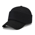 Men's winter black baseball cap featuring wool felt fabric and warm knitted rib band detail - Adjustable / Black
