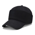 Men's winter black baseball cap with knit ear flaps and wool blend fabric - Adjustable / Dark Gray