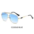 Occhiali da sole aviatore con montatura dorata e lenti sfumate blu stile classico - Montatura Oro Lente Blu Sfumata (C3)