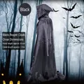 1.5m black hooded reaper cloak for Halloween cosplay in a dark gothic setting - 150cm (Adult) / Hooded / Black (Reaper Style)