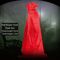 Red Halloween reaper cloak with hood, 1.5m length, for cosplay and costume events - 150cm (Adult) / Hooded / Red (Reaper Style)