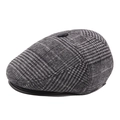 Klassische schwarz-grau karierte Schiebermütze für ältere Herren mit Retro-Wollfinish - 56 / Grau