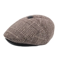 Winter-Schiebermütze für Herren mit braunem Karomuster und schwarzem Ohrenschutz - 56 / Khaki