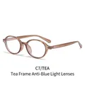 Retro oval Y2K sunglasses in translucent tea frame with anti-blue light lenses - Tea Frame Anti-Blue Light