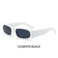 Retro small frame sunglasses with white thick plastic frame and dark grey lenses C5 - White Frame Dark Grey Lens
